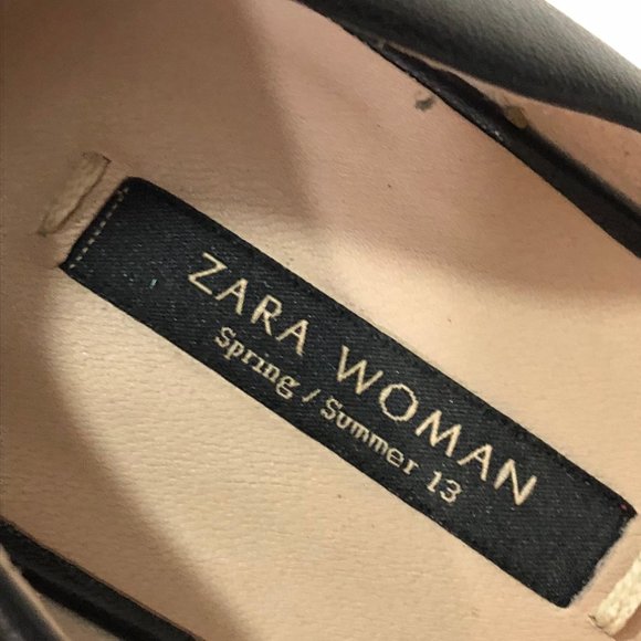 ZARA Shoes Black and White Striped Heel Size 7 - Picture 5 of 8